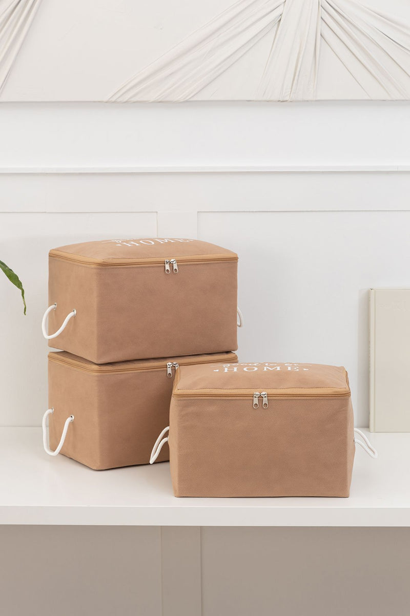 REKHOME 3'lü Bej Küçük Boy Baza Altı, Valiz Düzenleyici Hurç / 30x22x18