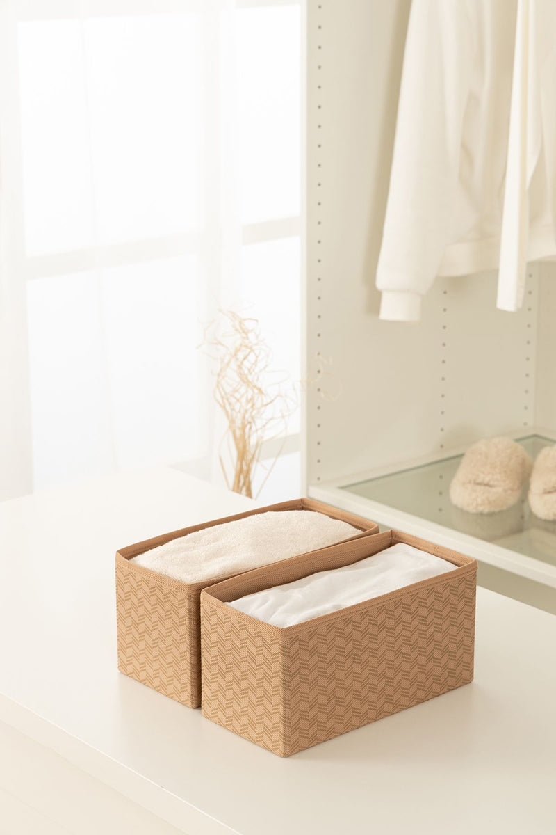 REKHOME 2'li Balıksırtı Desen Bej Çocuk Odası Dolap Çekmece Içi Çamaşır Düzenleyici Saklama Kutusu Organizer