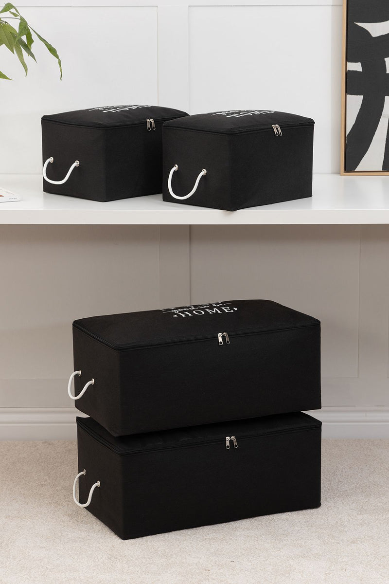 REKHOME 4'lü Siyah Baza Altı Kazak Pike Battaniye Giysi Kıyafet Hurcu