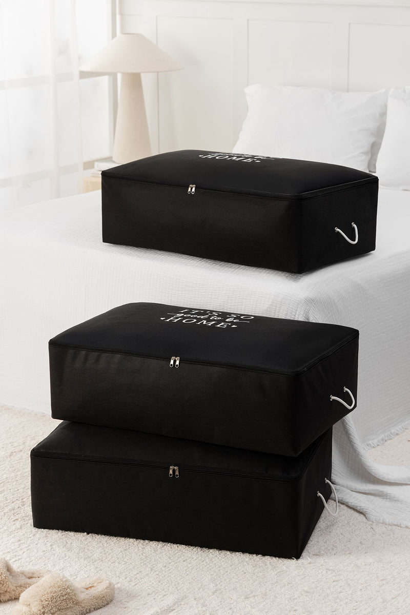 REKHOME 3 Adet Siyah Mega Boy Baza Altı Yastık Yorgan Kazak Hurcu 74x46x22