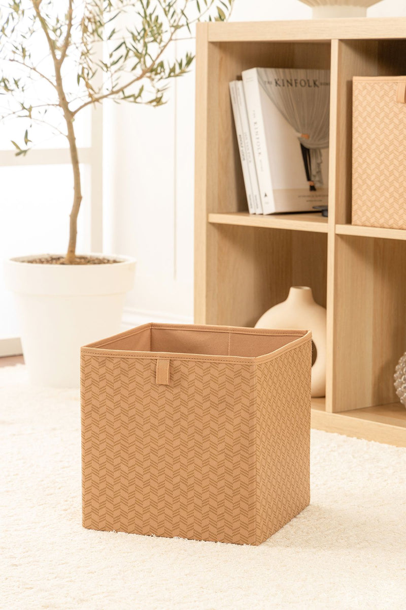 REKHOME Balıksırtı Desenli Bej Dolap Içi Çamaşır Oyuncak Düzenleyici Katlanır Saklama Kutusu Organizer