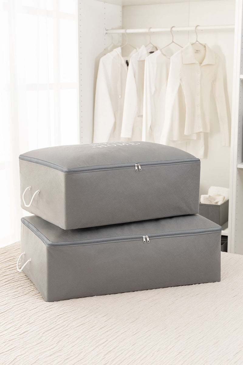 REKHOME 2'li Gri Baza Altı Yastık Yorgan Kazak Hurcu