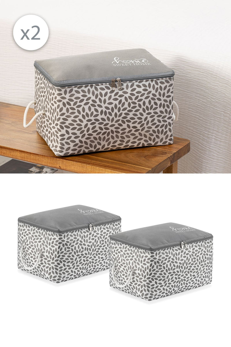 REKHOME 2'li Set Gri Home Sweet Home Küçük Boy Baza Altı Çorap Valiz Düzenleyici Çeyizlik Organizer Hurç