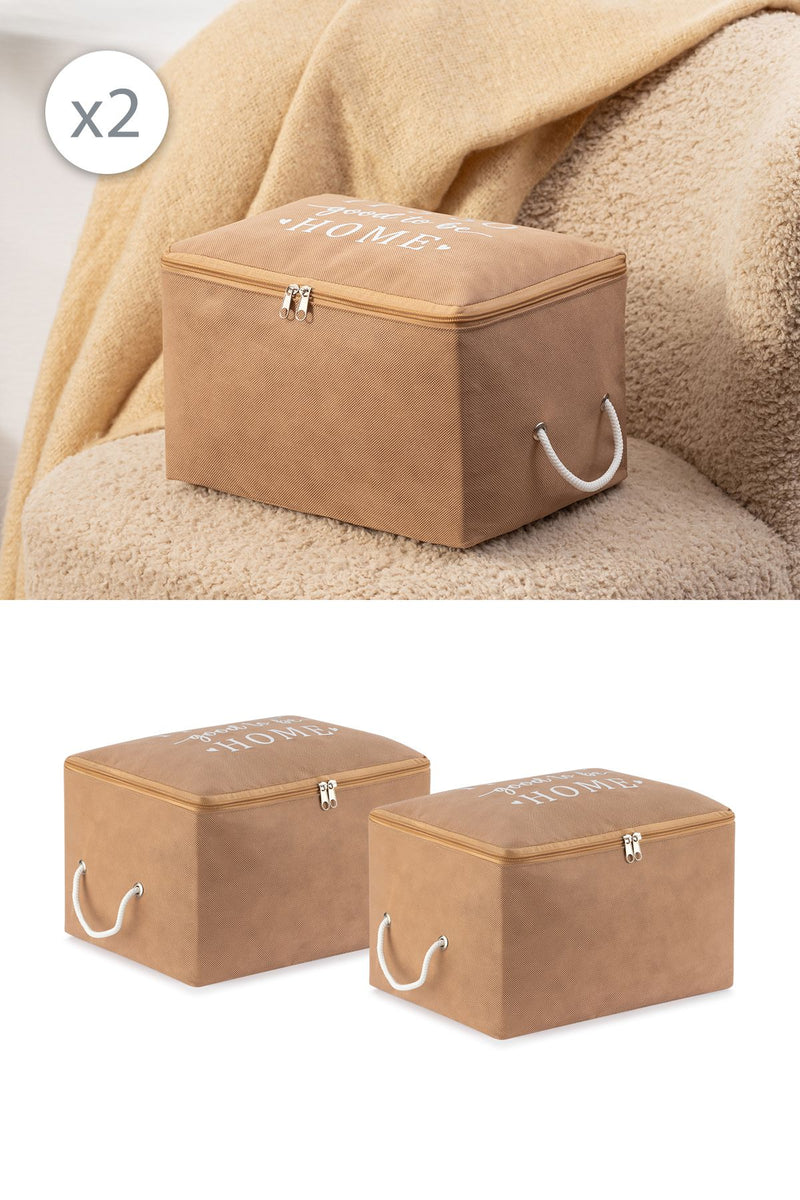 REKHOME 2'li Set Bej Küçük Boy Baza Altı Çorap Valiz Düzenleyici Çeyizlik Bohça Organizer Hurç / 30x22x18