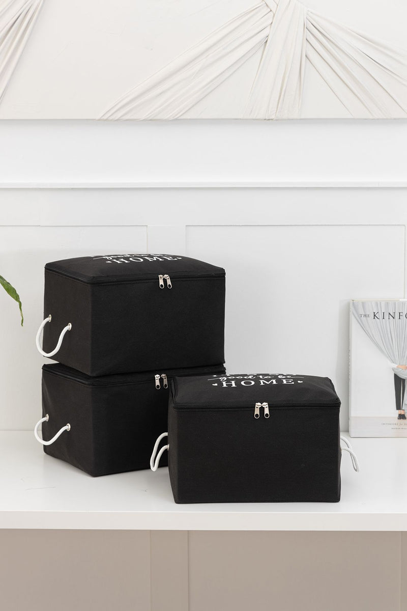 REKHOME 3'lü Siyah Küçük Boy Baza Altı, Valiz Düzenleyici Hurç / 30x22x18