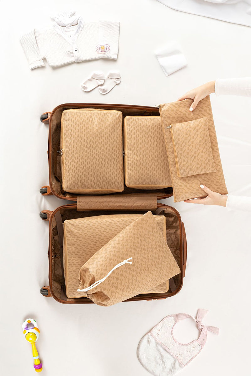 REKHOME 6'lı Set Bej Bebek Bakım Çantası Bebek Doğum Hastane Çıkışı Çanta Düzenleyici Çok Amaçlı Organizer
