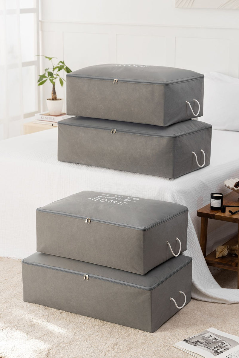 REKHOME 4'lü Gri Baza Altı Yastık Yorgan Kazak Hurcu