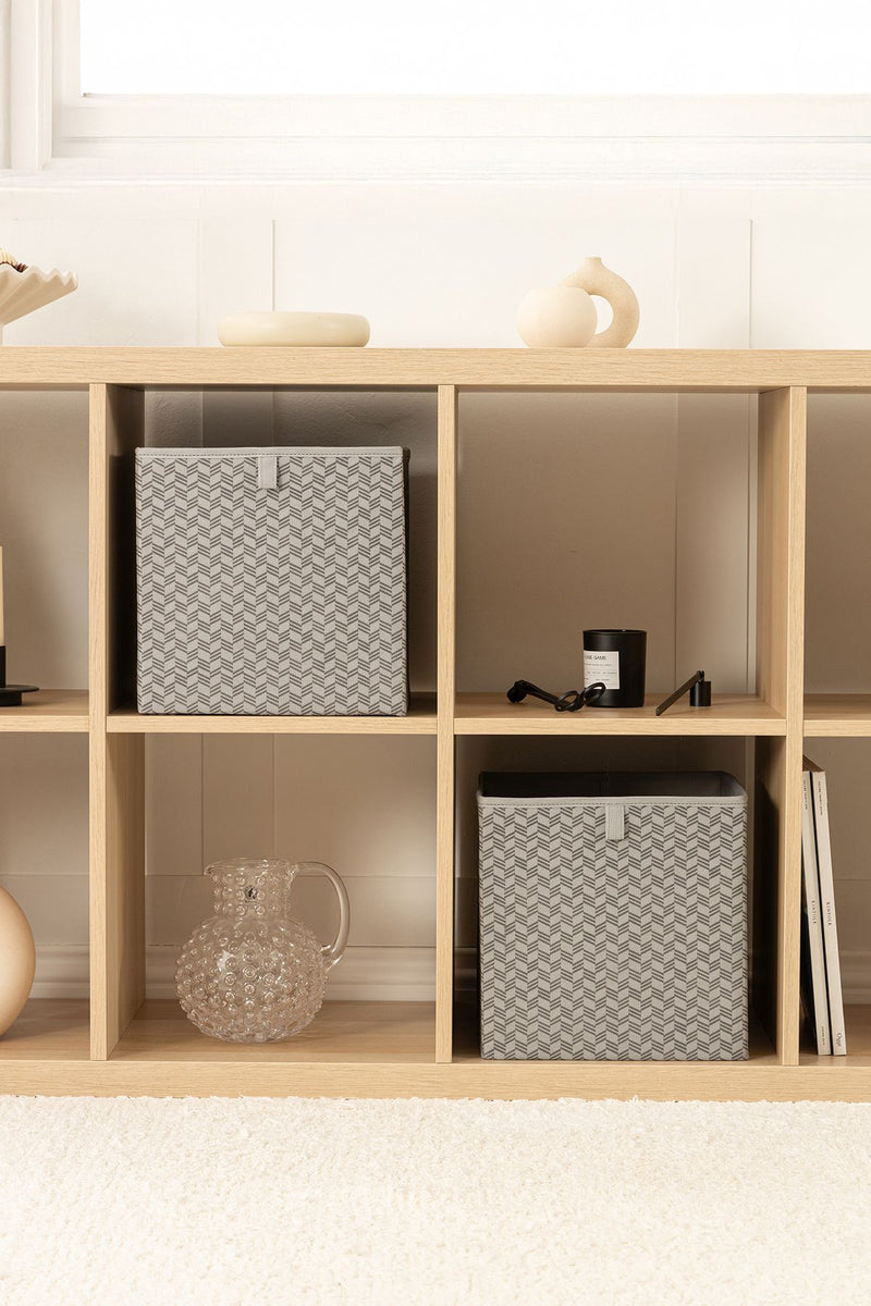 REKHOME 2'li Balıksırtı Desenli Gri Dolap İçi Çamaşır Oyuncak Düzenleyici Katlanır Kapaksız Saklama Kutusu Organizer