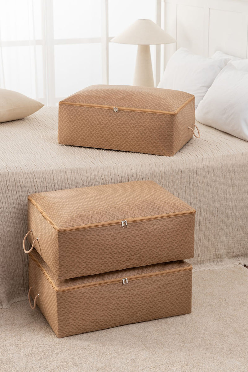 REKHOME 3 Adet Balıksırtı Desenli Bej Büyük Boy Baza Altı Yastık Yorgan Kazak Hurcu 62x46x22