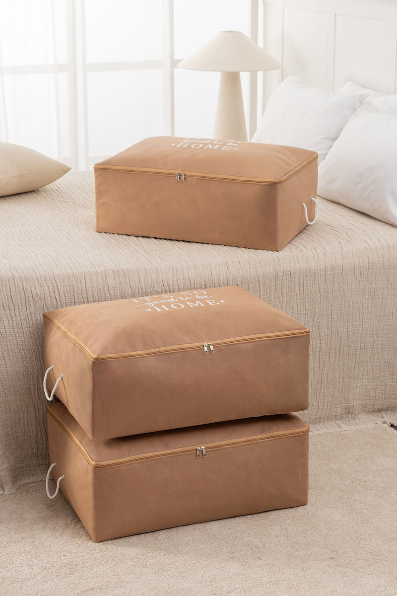 REKHOME 3 Adet Bej Büyük Boy Baza Altı Yastık Yorgan Kazak Hurcu 62x46x22