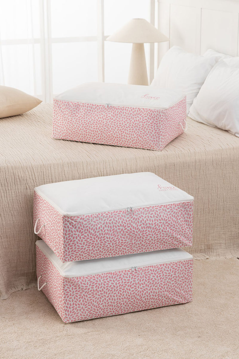 REKHOME 3 Adet Home Sweet Home Pudra Baskılı Büyük Boy Baza Altı Yastık Yorgan Kazak Hurcu 62x46x22