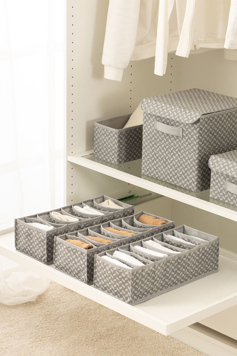 REKHOME 3lü Set 8 Bölmeli Balıksırtı Desenli Gri Dolap Çekmece İçi Akordiyon Katlanır Çorap Çamaşır Düzenleyici Organizer