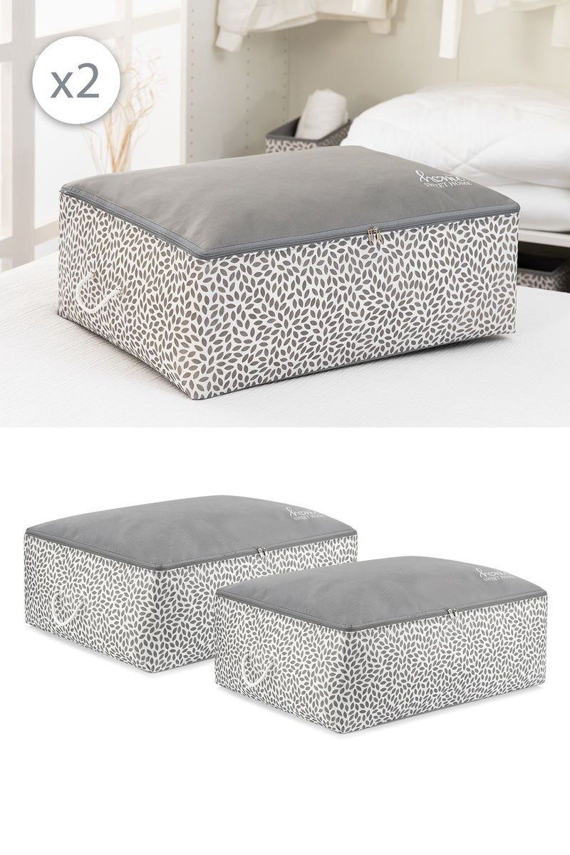 REKHOME 2'li Set Gri Home Sweet Home Baskılı Büyük Boy Baza Altı Çekyat Yastık Yorgan Kazak Kıyafet Hurcu