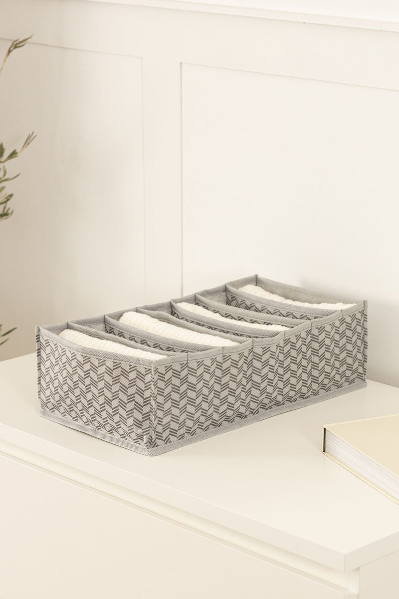 REKHOME 7 Bölmeli Balıksırtı Desenli Gri Dolap Çekmece İçi Akordiyon Katlanır Çorap Kıyafet Çamaşır Düzenleyici Organizer