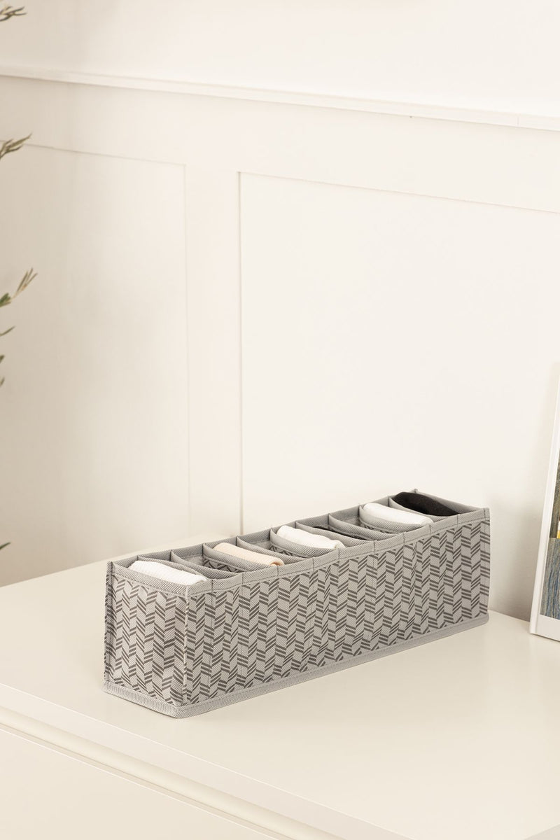 REKHOME 10 Bölmeli Balıksırtı Desenli Gri Dolap Çekmece İçi Akordiyon Katlanır Çorap Kıyafet Çamaşır Düzenleyici Organizer