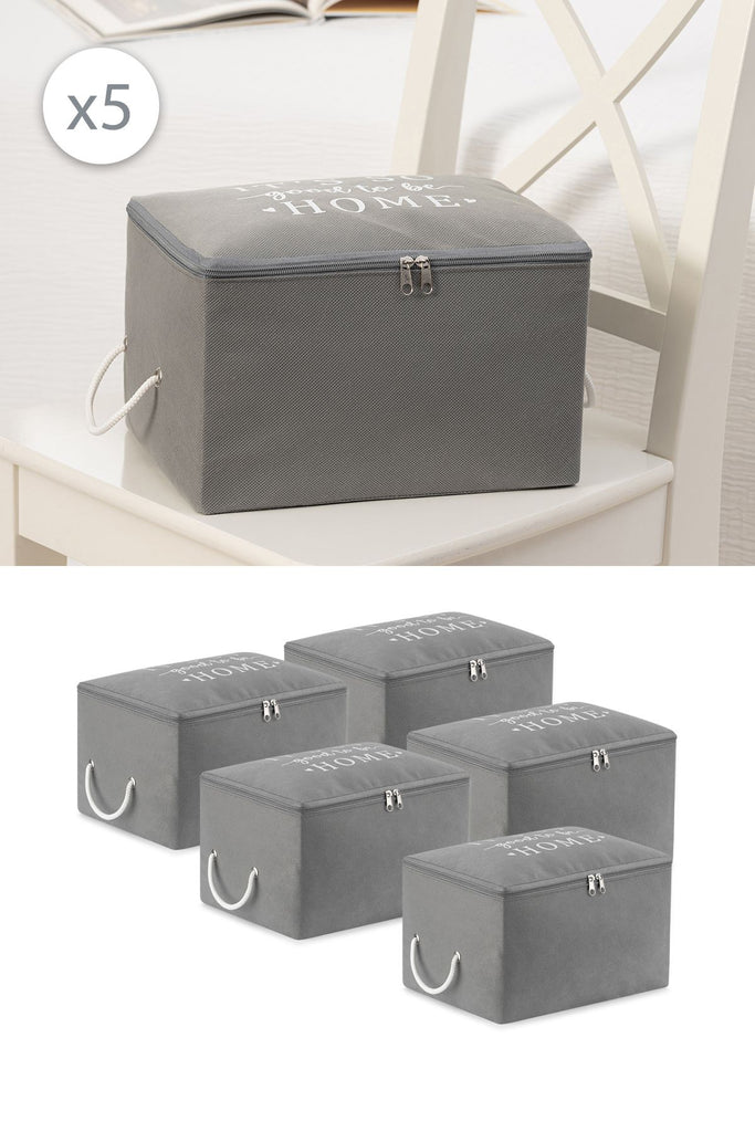 REKHOME 5 Adet Gri Küçük Boy Baza Altı Çorap Valiz Düzenleyici Çeyizlik Bohça Organizer Hurç / 30x22x18