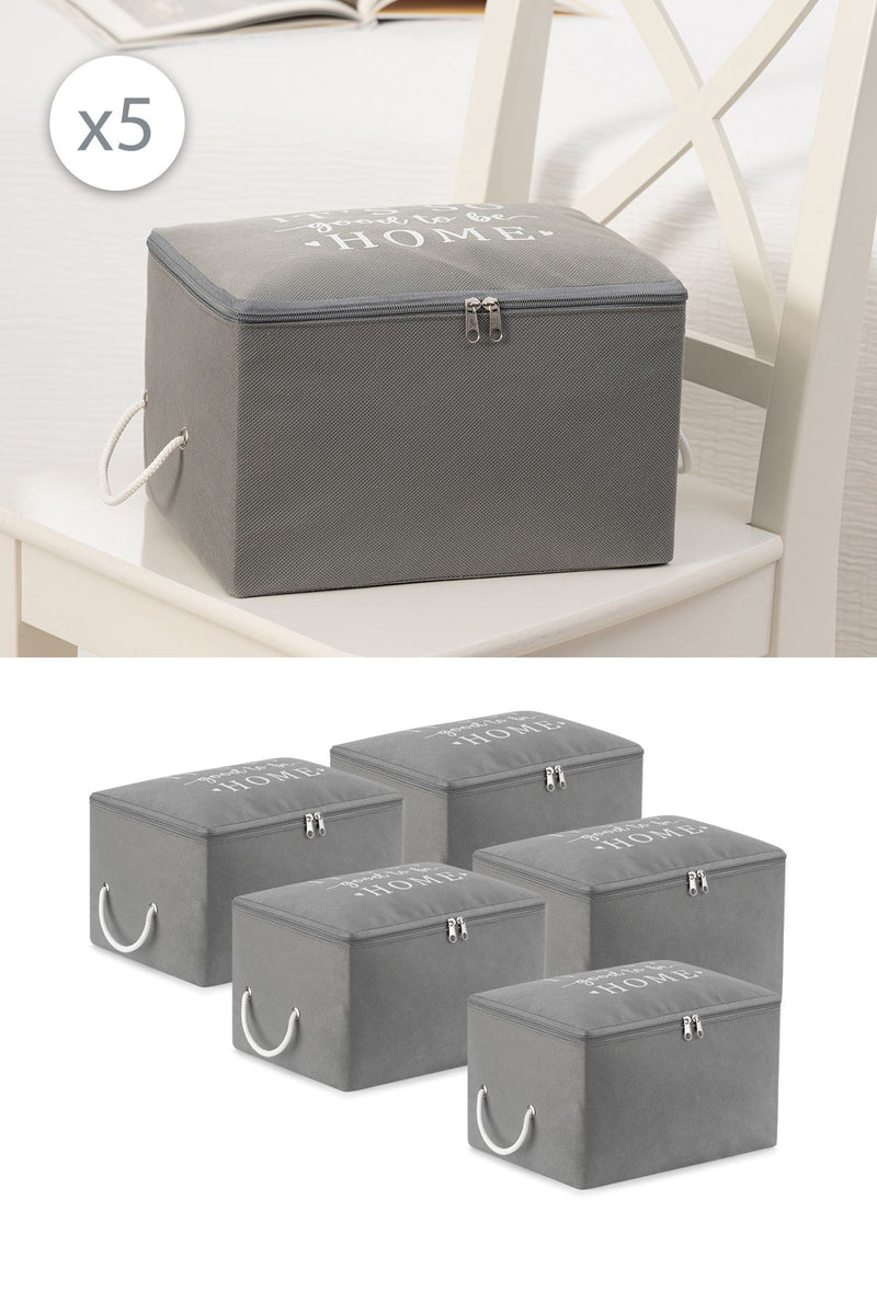 REKHOME 5 Adet Gri Küçük Boy Baza Altı Çorap Valiz Düzenleyici Çeyizlik Bohça Organizer Hurç / 30x22x18