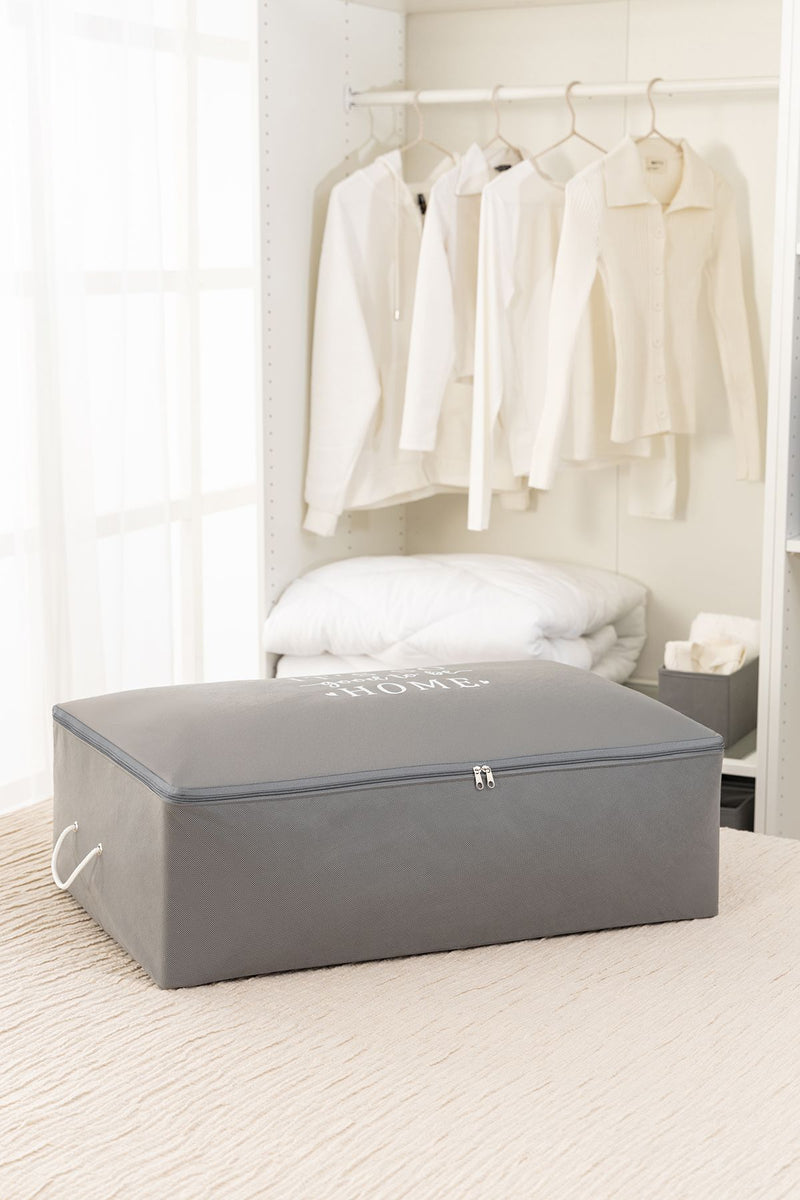 REKHOME Mega Boy Gri Baza Altı Yastık Yorgan Kazak Hurcu 74x46x22