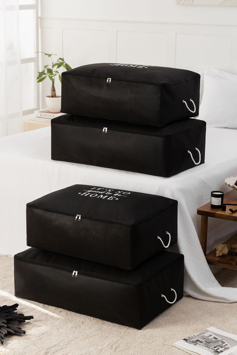 REKHOME 4'lü Siyah Baza Altı Yastık Yorgan Kazak Hurcu