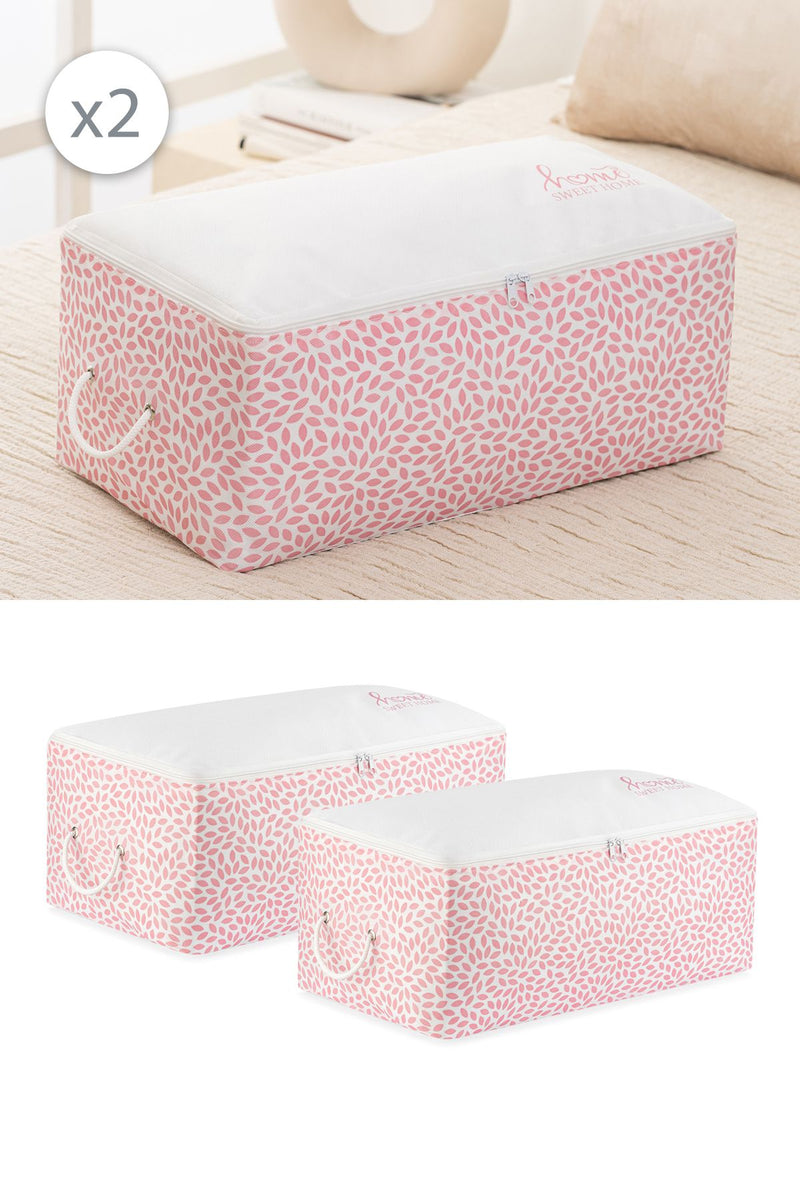 REKHOME 2'li Set Orta Boy Pudra Home Sweet Home Baza Altı Çekyat Tipi Kazak Pike Düzenleyici Battaniye Hurcu