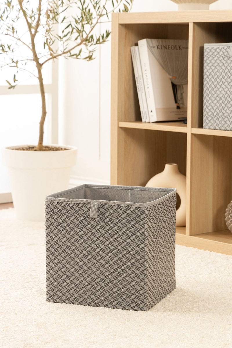 REKHOME Balıksırtı Desenli Gri Dolap Içi Çamaşır Oyuncak Düzenleyici Katlanır Saklama Kutusu Organizer