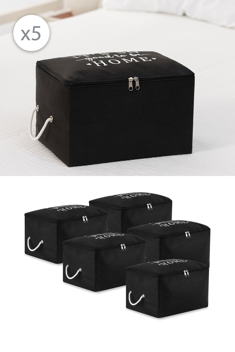 REKHOME 5 Adet Siyah Küçük Boy Baza Altı Çorap Valiz Düzenleyici Çeyizlik Bohça Organizer Hurç / 30x22x18