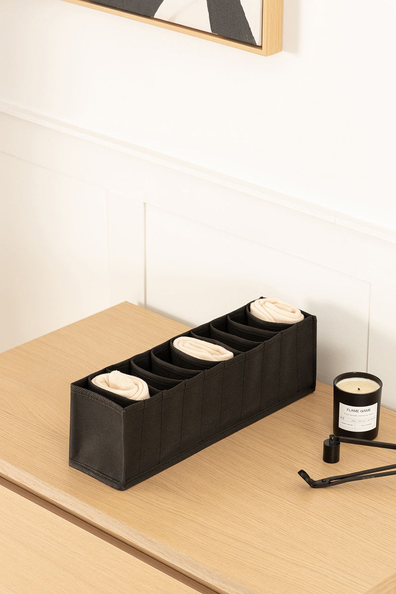 REKHOME 10 Bölmeli Siyah Dolap Çekmece İçi Akordiyon Katlanır Çorap Kıyafet Çamaşır Düzenleyici Organizer
