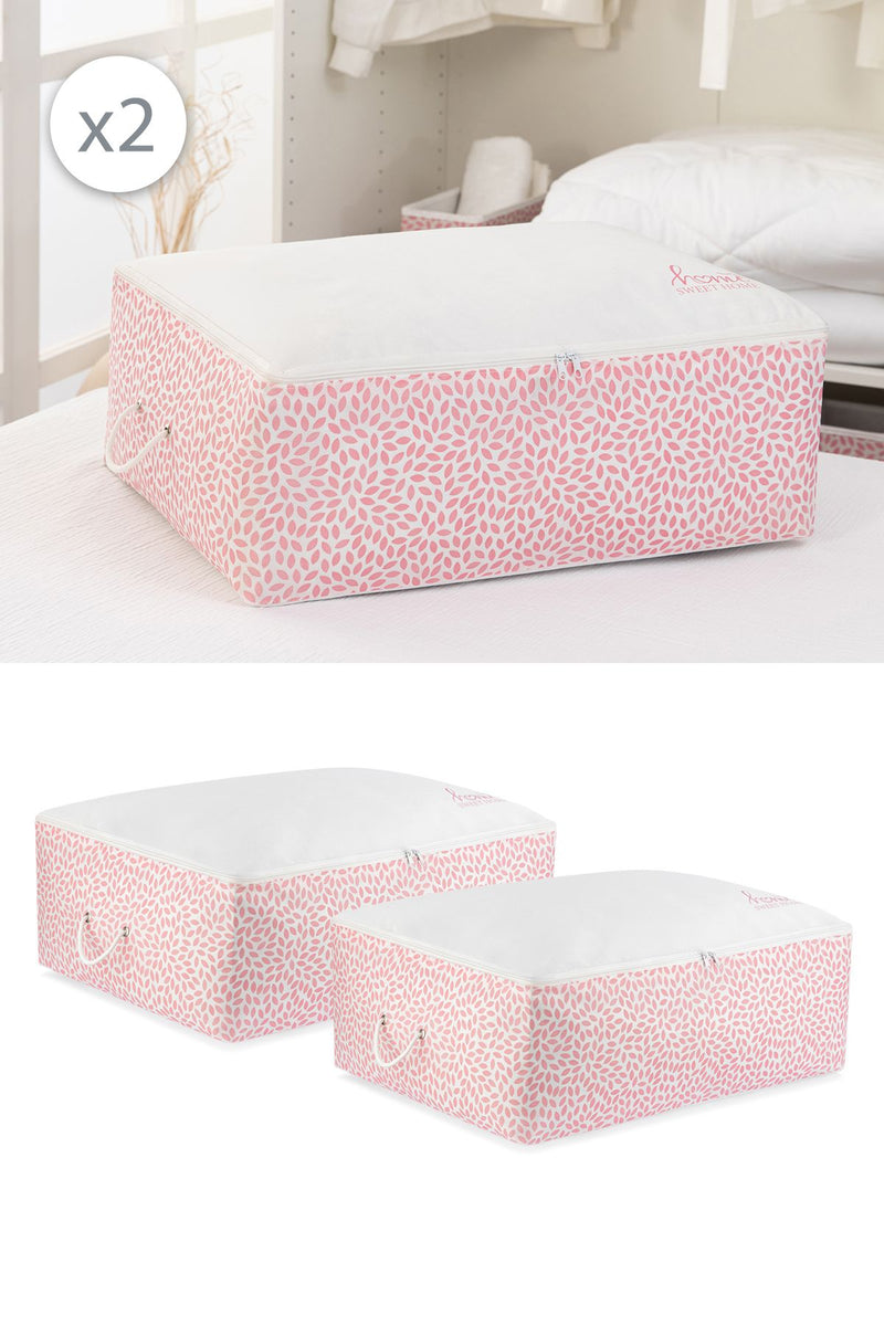 REKHOME 2'li Set Pudra Home Sweet Home Baskılı Büyük Boy Baza Altı Çekyat Yastık Yorgan Kazak Kıyafet Hurcu