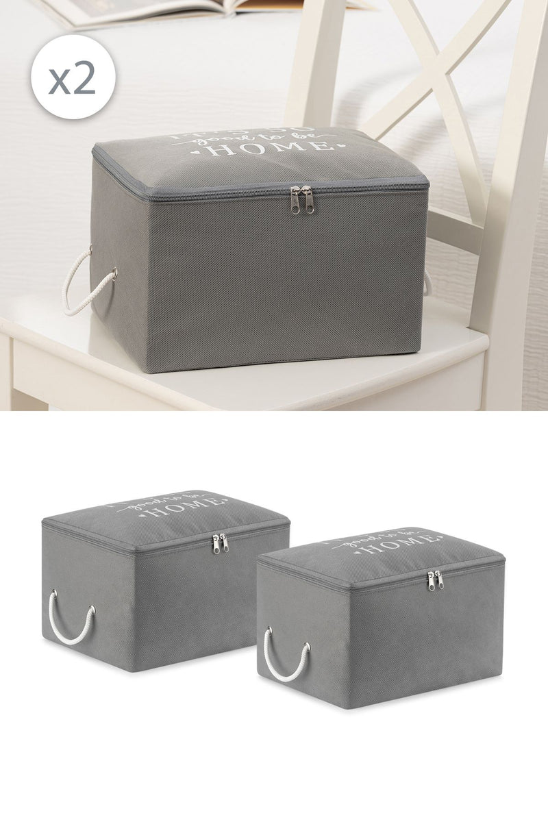 REKHOME 2'li Set Gri Küçük Boy Baza Altı Çorap Valiz Düzenleyici Çeyizlik Bohça Organizer Hurç / 30x22x18