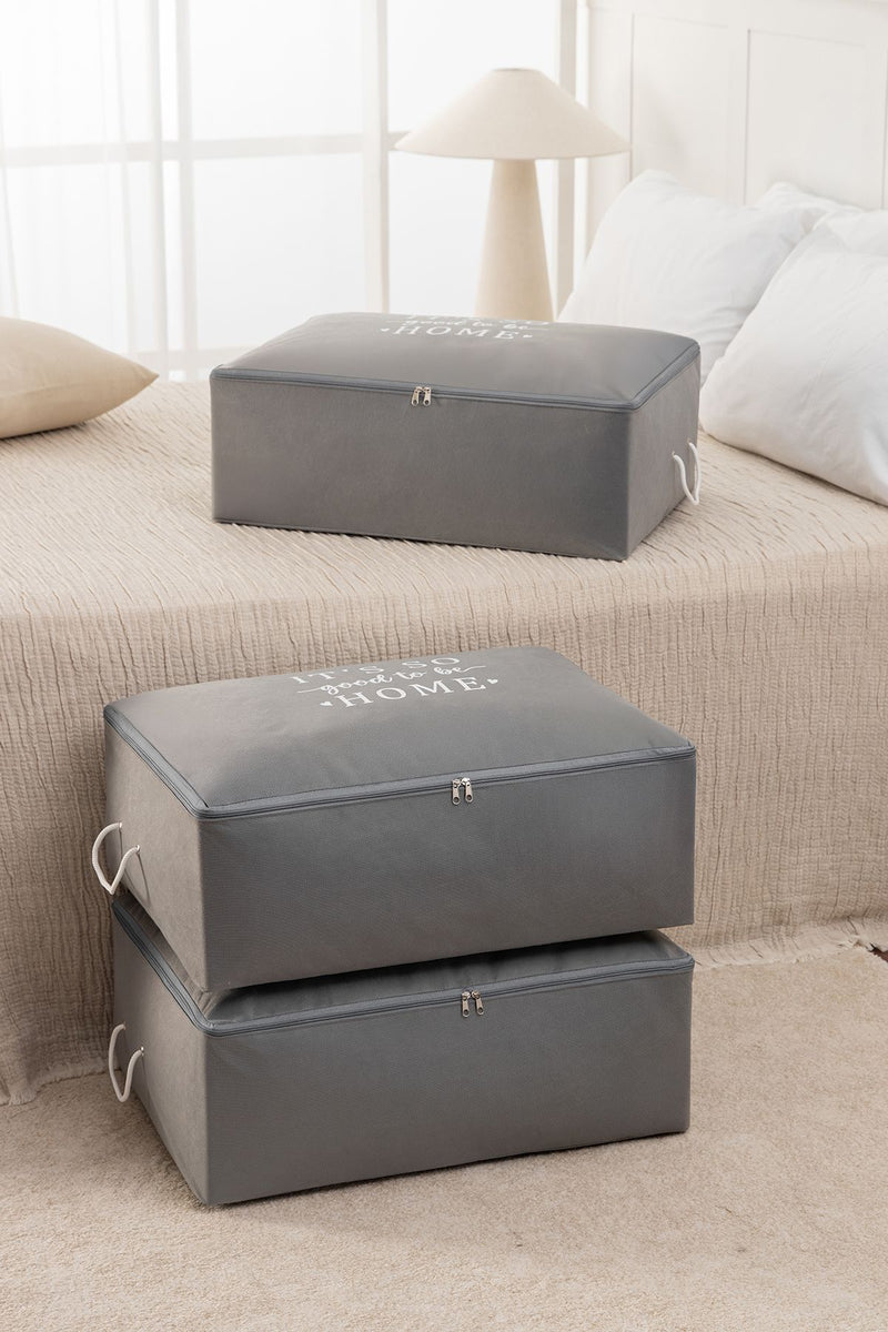 REKHOME 3 Adet Gri Büyük Boy Baza Altı Yastık Yorgan Kazak Hurcu 62x46x22