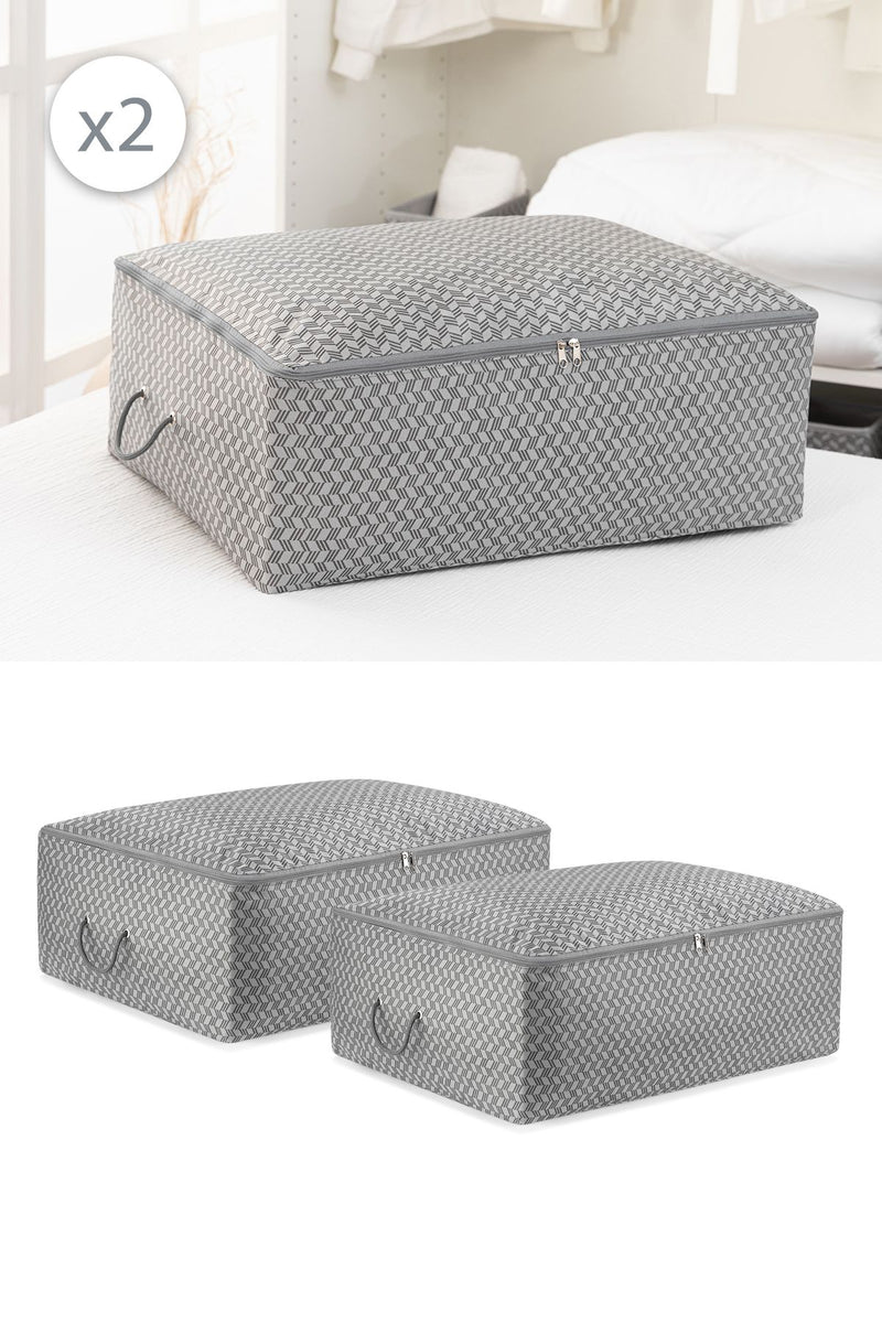 REKHOME 2'li Set Balıksırtı Desenli Gri Büyük Boy Baza Altı Çekyat Tipi Yastık Yorgan Kazak Düzenleyici Kıyafet Hurcu