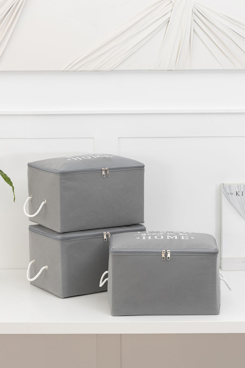REKHOME 3'lü Gri Küçük Boy Baza Altı, Valiz Düzenleyici Hurç / 30x22x18