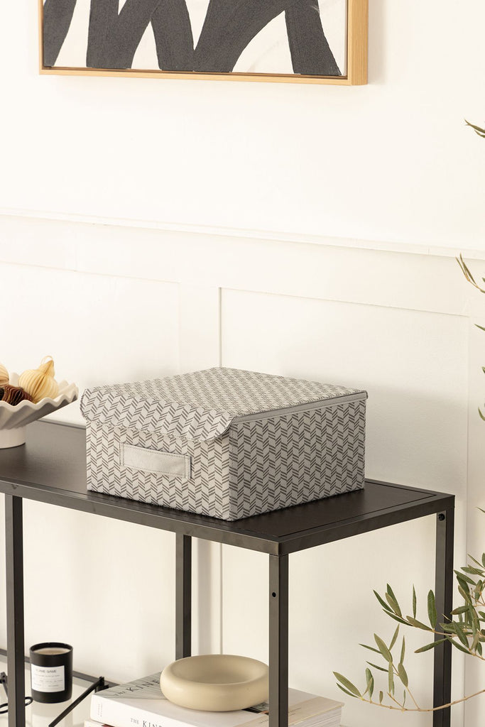 REKHOME Balıksırtı Desenli Gri Kapaklı Dolap Çekmece Içi Takı Makyaj Çamaşır Katlanır Saklama Kutusu Organizer