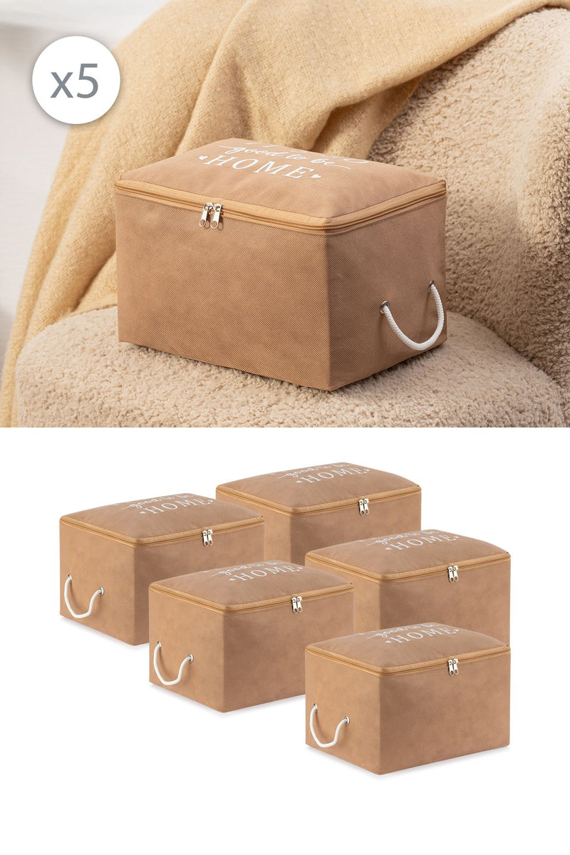 REKHOME 5 Adet Bej Küçük Boy Baza Altı Çorap Valiz Düzenleyici Çeyizlik Bohça Organizer Hurç / 30x22x18