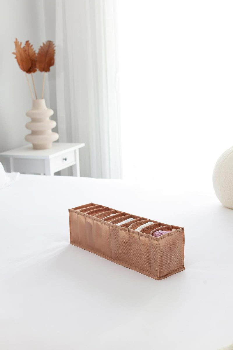 REKHOME 10 Bölmeli Bej Dolap Çekmece İçi Akordiyon Tipi Katlanır Çamaşır Düzenleyici Organizer