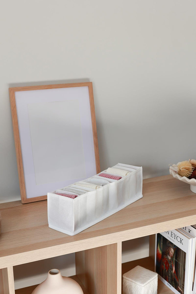 REKHOME 10 Bölmeli Beyaz Dolap Çekmece İçi Akordiyon Tipi Katlanır Çamaşır Düzenleyici Organizer