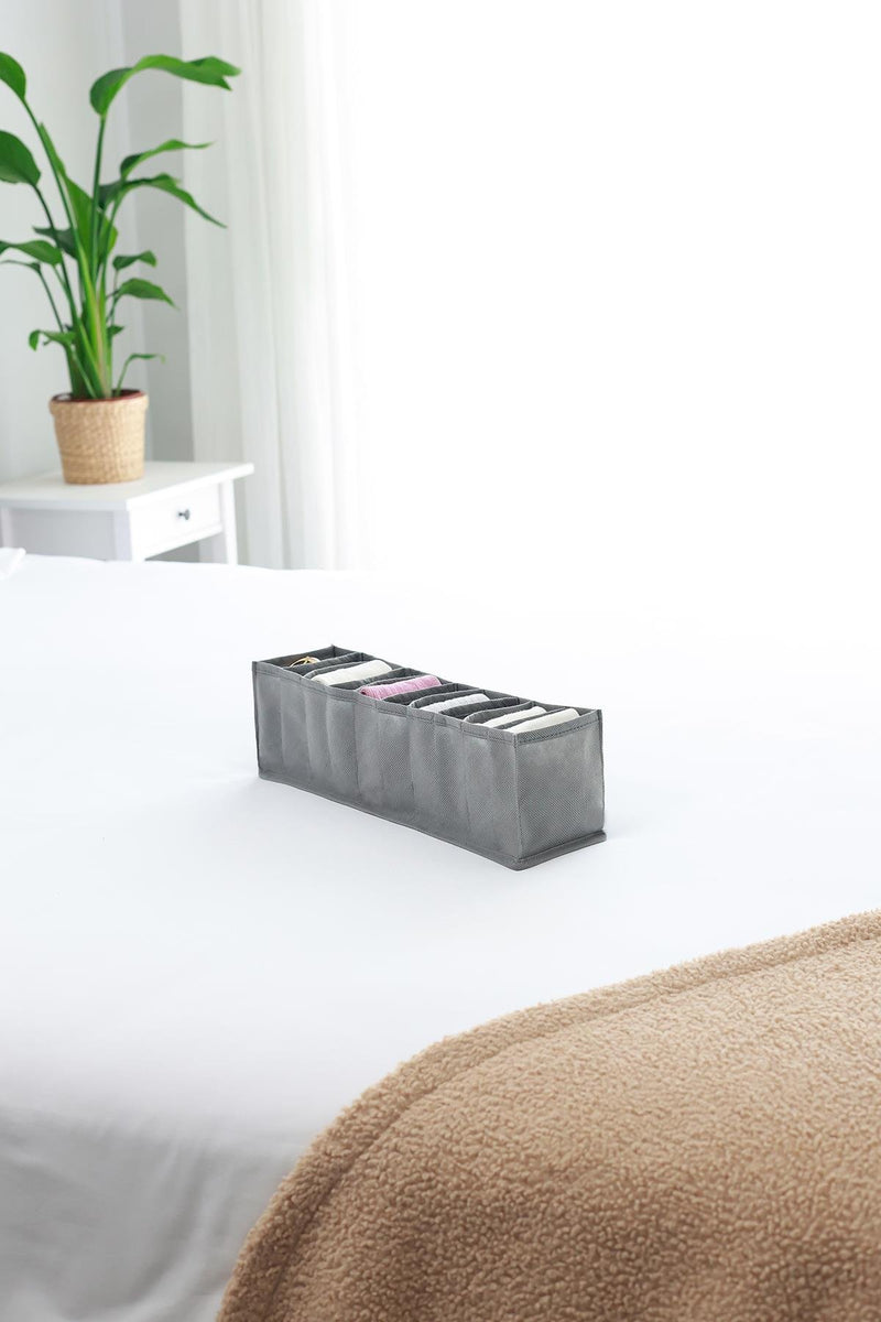 REKHOME 10 Bölmeli Gri Dolap Çekmece İçi Akordiyon Tipi Katlanır Çamaşır Düzenleyici Organizer