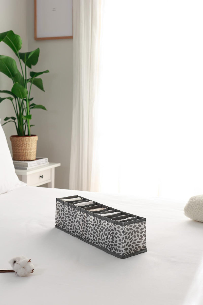 REKHOME 10 Bölmeli Yaprak Gri Dolap Çekmece İçi Akordiyon Tipi Katlanır Çamaşır Düzenleyici Organizer