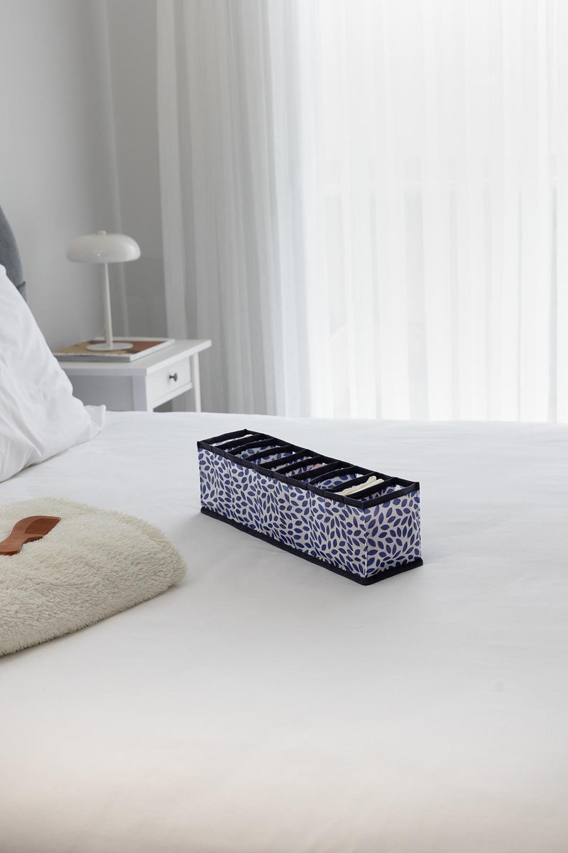 REKHOME 10 Bölmeli Yaprak Lacivert Dolap Çekmece İçi Akordiyon Tipi Katlanır Çamaşır Düzenleyici Organizer