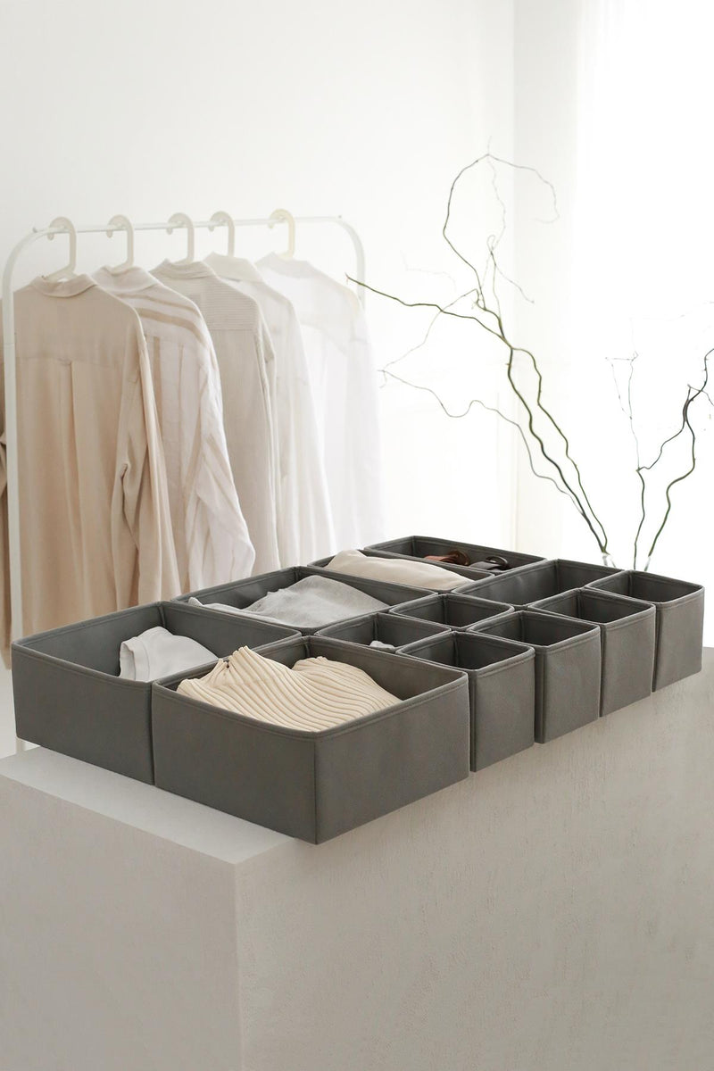 REKHOME 12'li Gri Çekmece İçi Düzenleyici Organizer Set