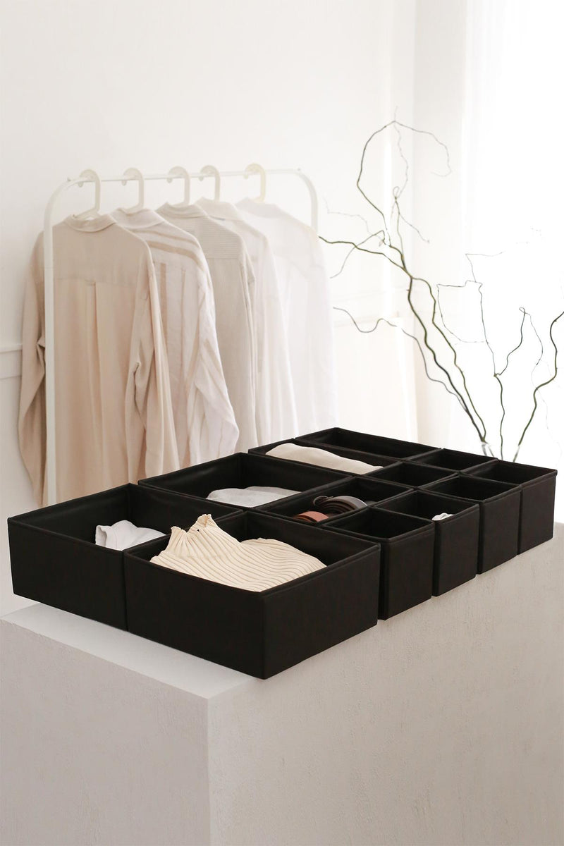 REKHOME 12'li Siyah Çekmece İçi Düzenleyici Organizer Set