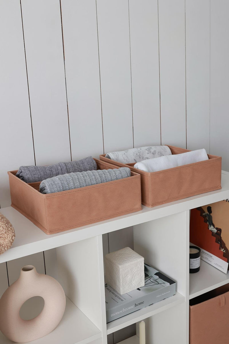 REKHOME 2'li Bej 3 Bölmeli Çekmece Düzenleyici / 30.5 x 30.5 x 10.8 cm