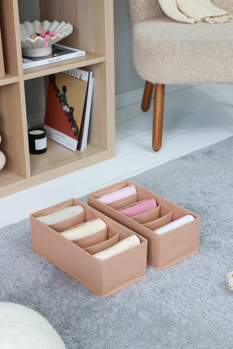 REKHOME 2'li Bej 6 Bölmeli Çekmece Düzenleyici / 15 x 30.5 x 10.8 cm