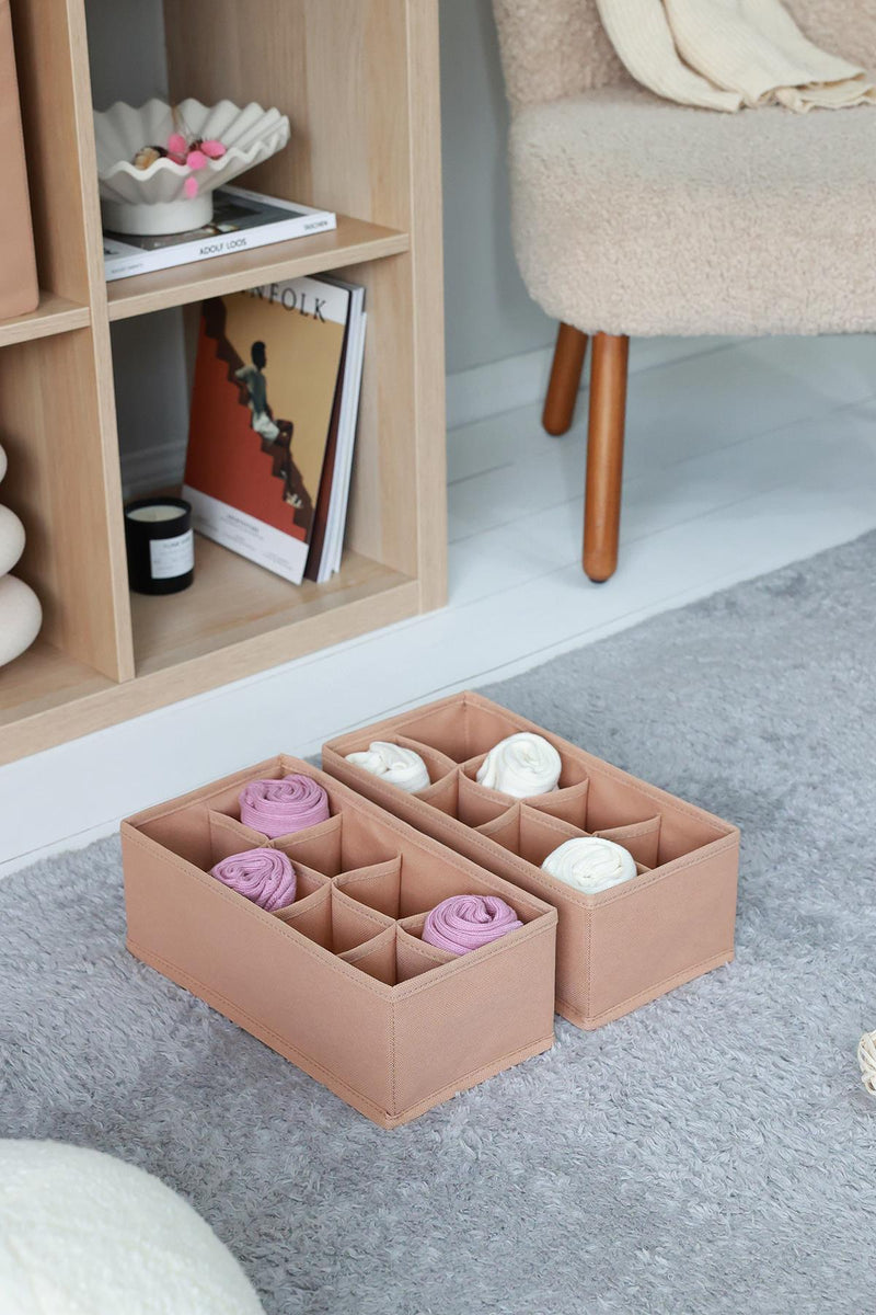 REKHOME 2'li Bej 8 Bölmeli Çekmece Düzenleyici / 15 x 30.5 x 10.8 cm