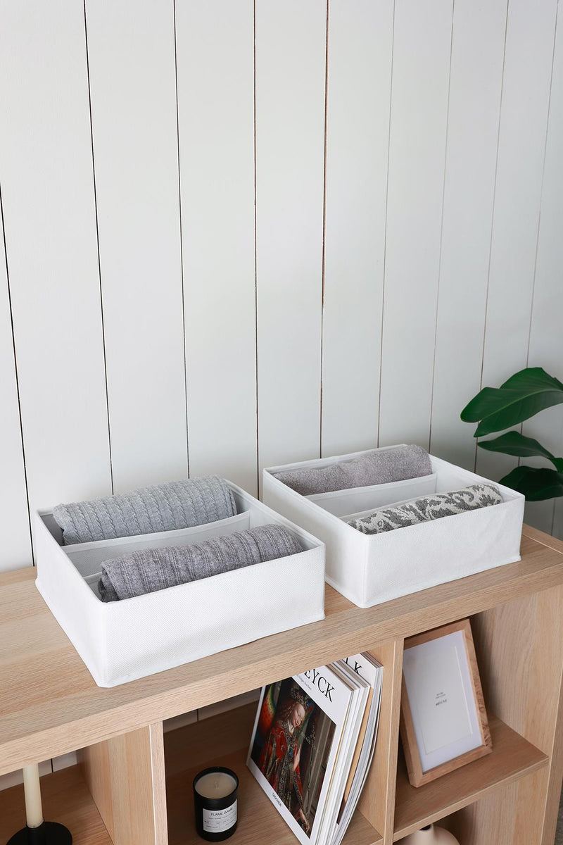 REKHOME 2'li Beyaz 3 Bölmeli Çekmece Düzenleyici / 30.5 x 30.5 x 10.8 cm