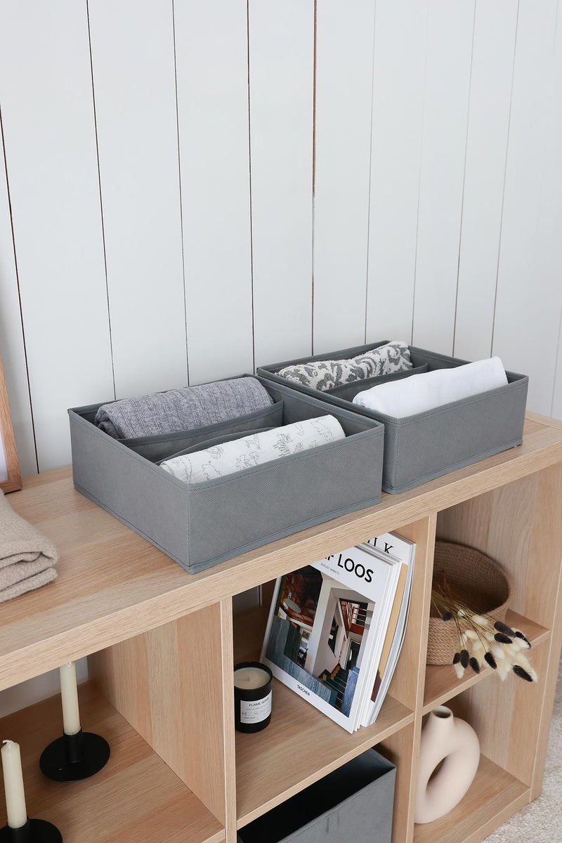 REKHOME 2'li Gri 3 Bölmeli Çekmece Düzenleyici / 30.5 x 30.5 x 10.8 cm