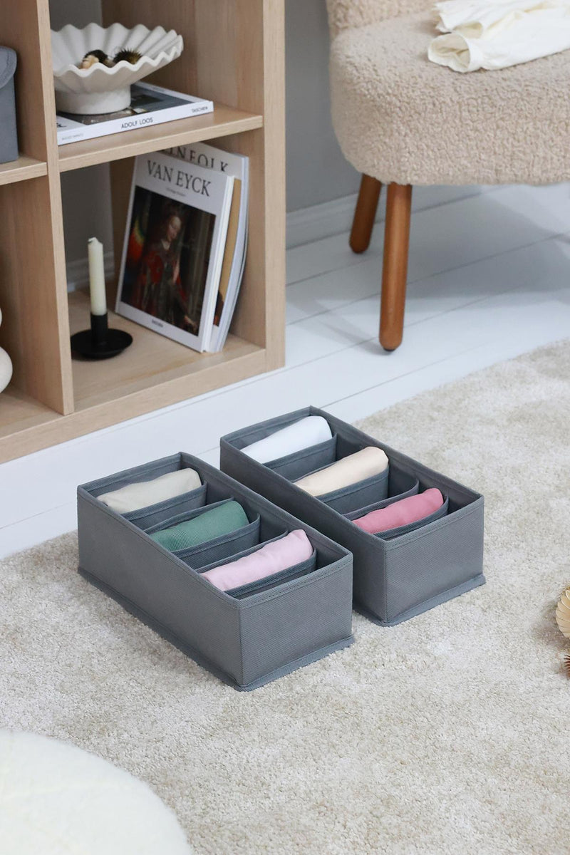 REKHOME 2'li Gri 6 Bölmeli Çekmece Düzenleyici / 15 x 30.5 x 10.8 cm