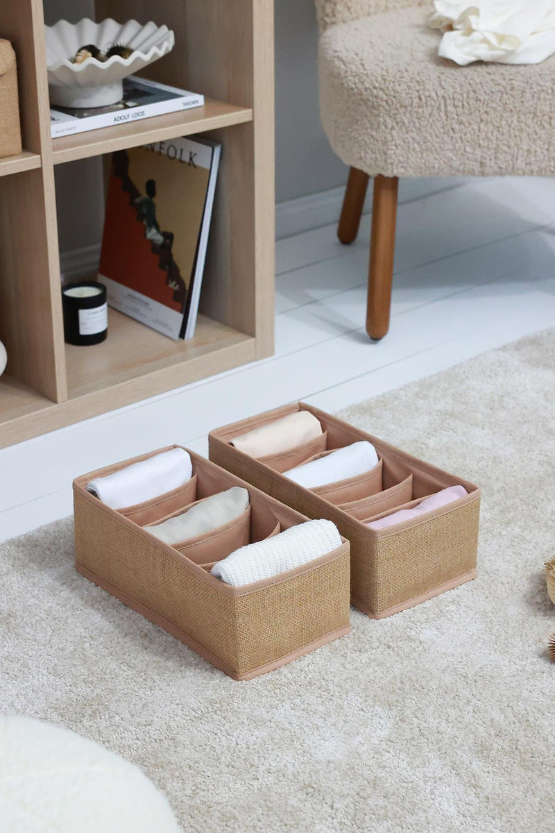 REKHOME 2'li Jüt 6 Bölmeli Çekmece Düzenleyici / 15 x 30.5 x 10.8 cm