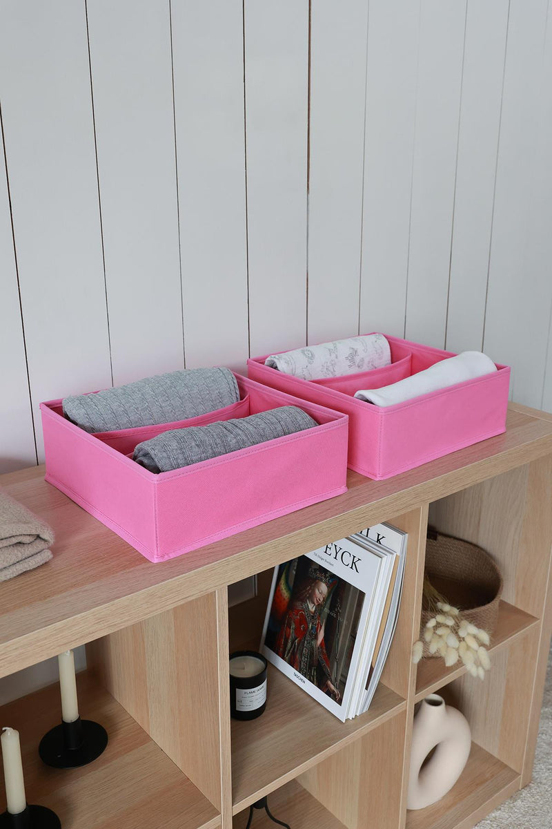 REKHOME 2'li Pembe 3 Bölmeli Çekmece Düzenleyici / 30.5 x 30.5 x 10.8 cm
