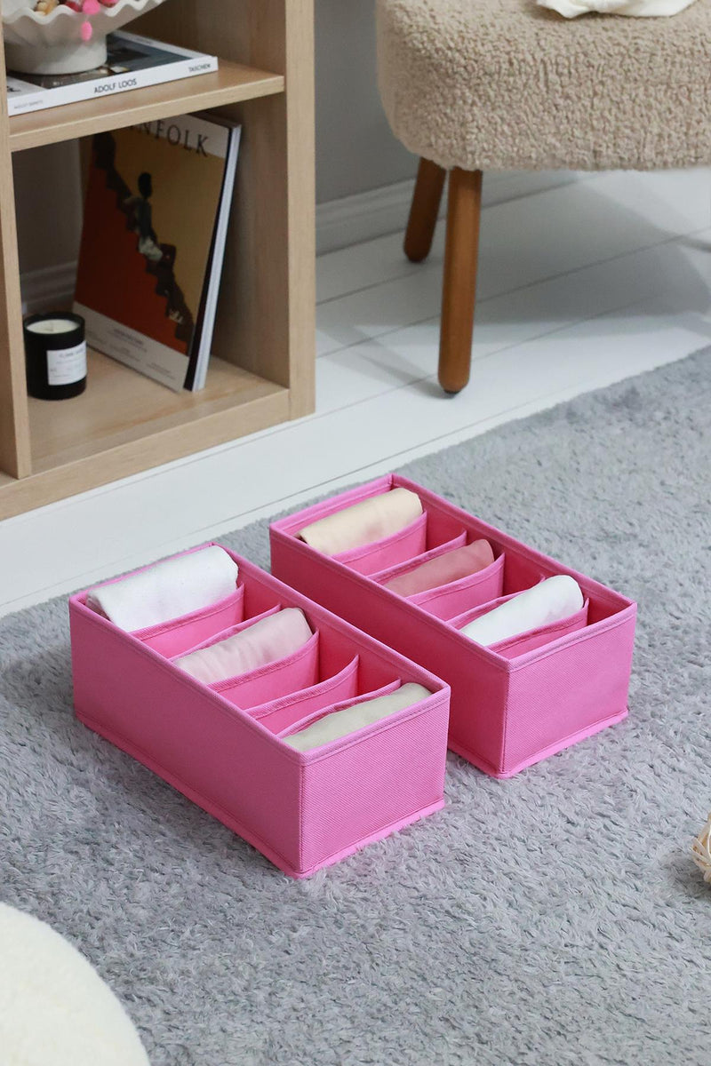 REKHOME 2'li Pembe 6 Bölmeli Çekmece Düzenleyici / 15 x 30.5 x 10.8 cm